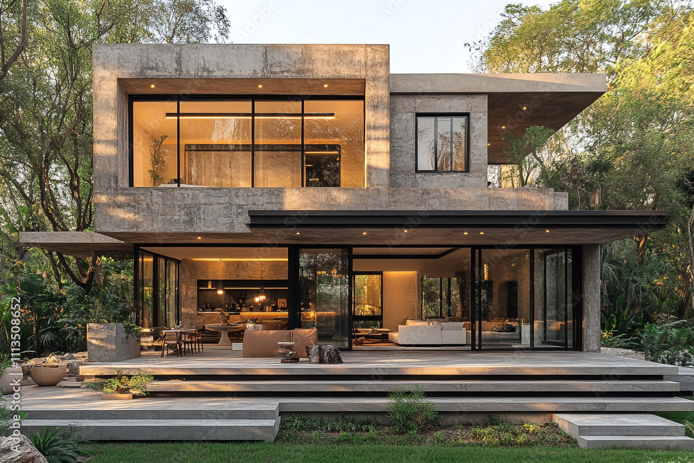 Modern Concrete House nestled in Lush Greenery Modern Concrete House nestled in Lush Greenery