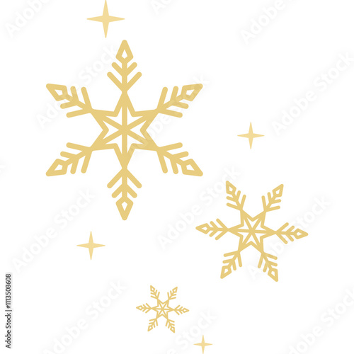 Gold Snowflakes with Sparkle