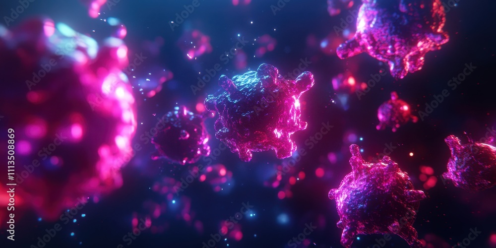 Illustration of a cancer tumor showcasing cellular mutation and transformation in a vibrant, scientific style. Illustration of a cancer tumor showcasing cellular mutation and transformation in a vibrant, scientific style.