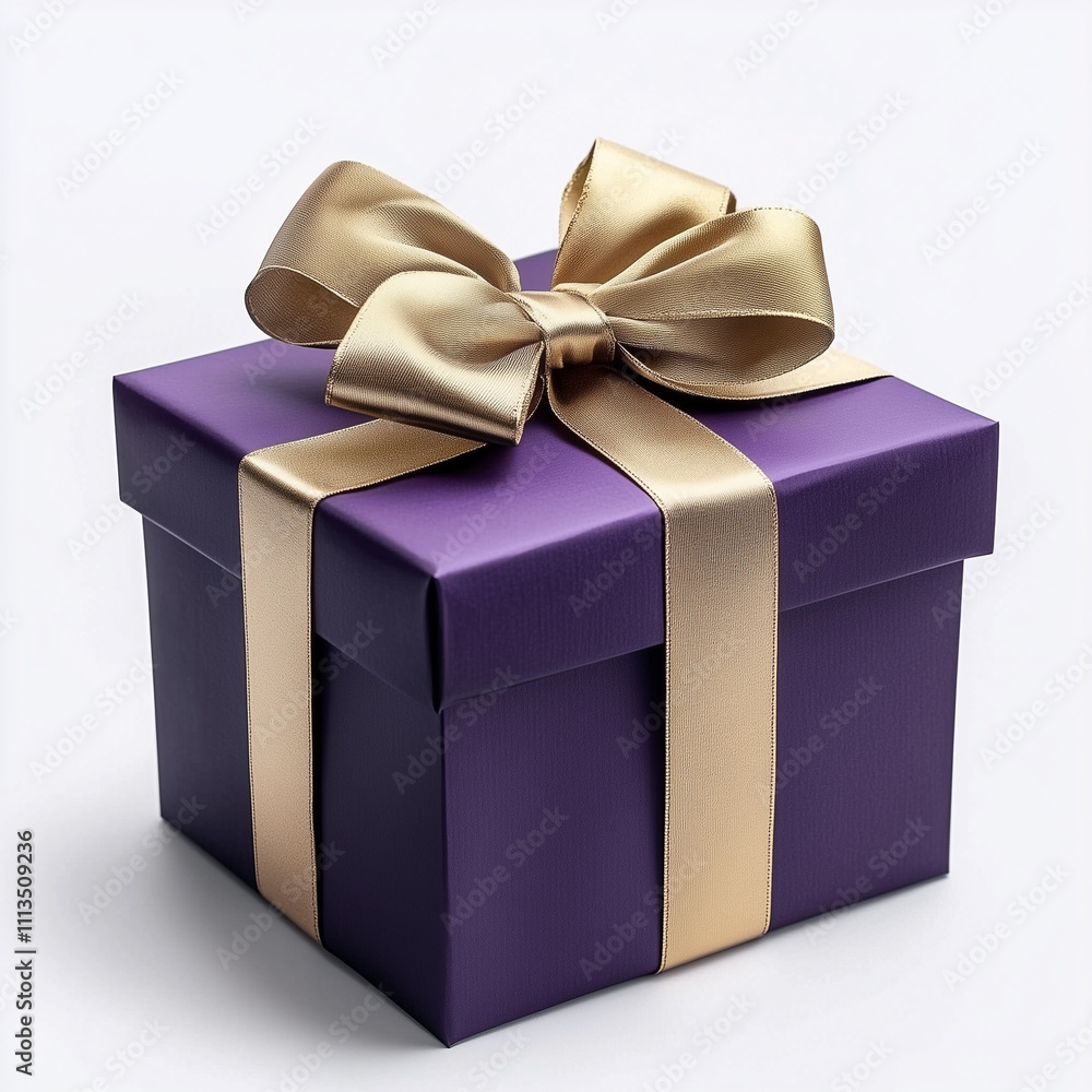 Elegant Purple Gift Box with Gold Ribbon Elegant Purple Gift Box with Gold Ribbon