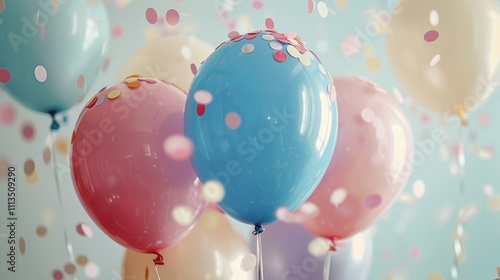 Beautiful Happy Birthday Colorful Balloons and Confetti