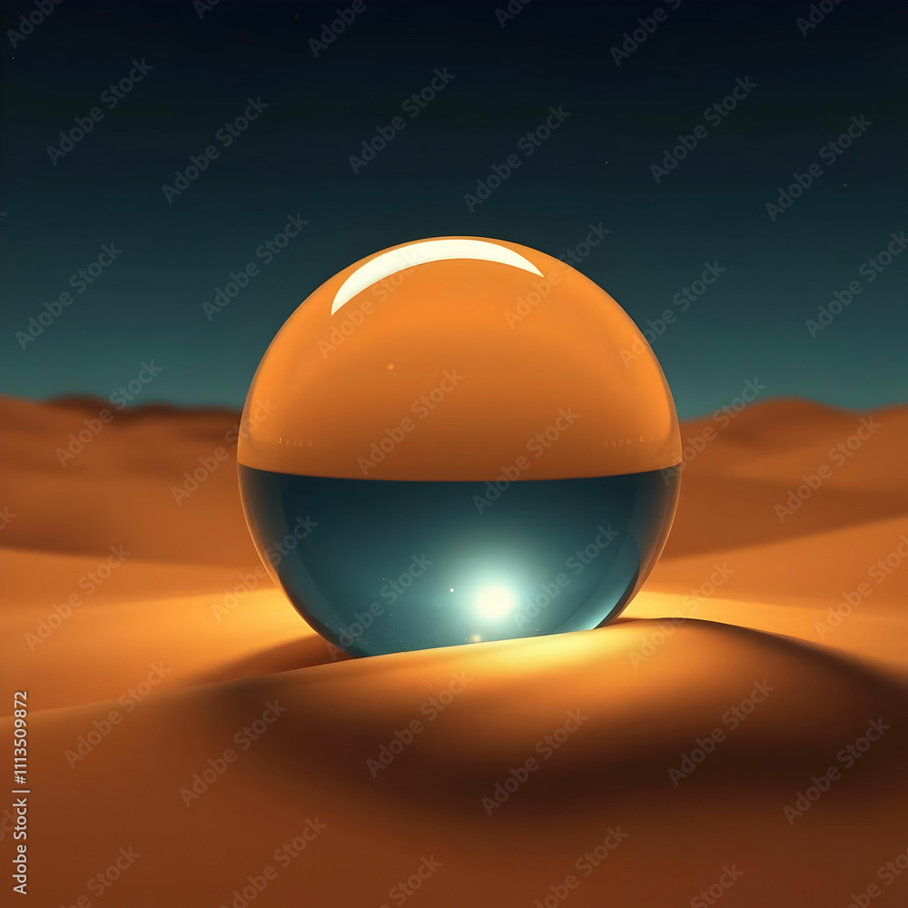 Glass Ball in Desert Scene Created with Generative AI Glass Ball in Desert Scene Created with Generative AI