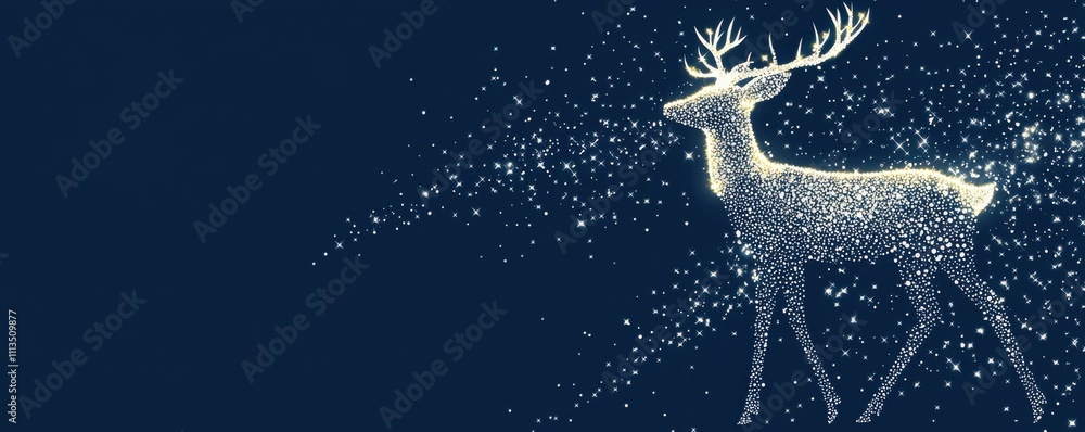 Whimsical forest scene glowing reindeer in a sparkling night sky - a magical digital artwork Whimsical forest scene glowing reindeer in a sparkling night sky - a magical digital artwork
