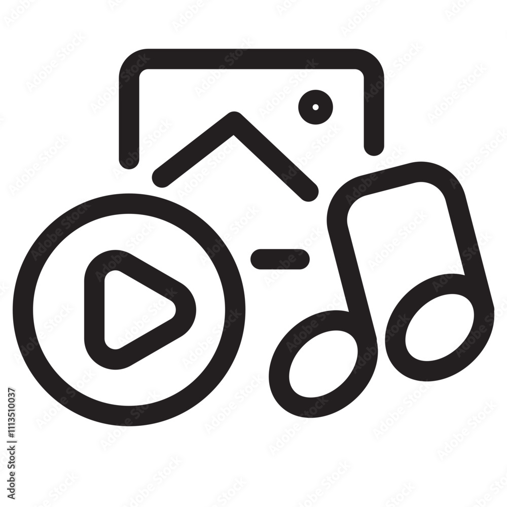 Single multimedia icon with line design Single multimedia icon with line design