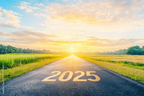 Wallpaper Mural 2025 vision a road leading towards future aspirations in a scenic landscape at sunrise Torontodigital.ca