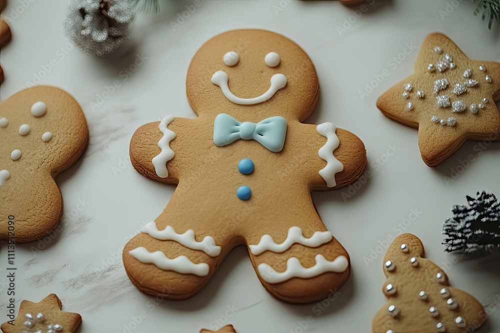Festive Gingerbread Man Cookie with Bowtie Festive Gingerbread Man Cookie with Bowtie