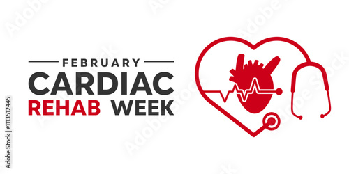 National Cardiac Rehab Week. Suitable for cards, banners, posters, social media and more. White background. 