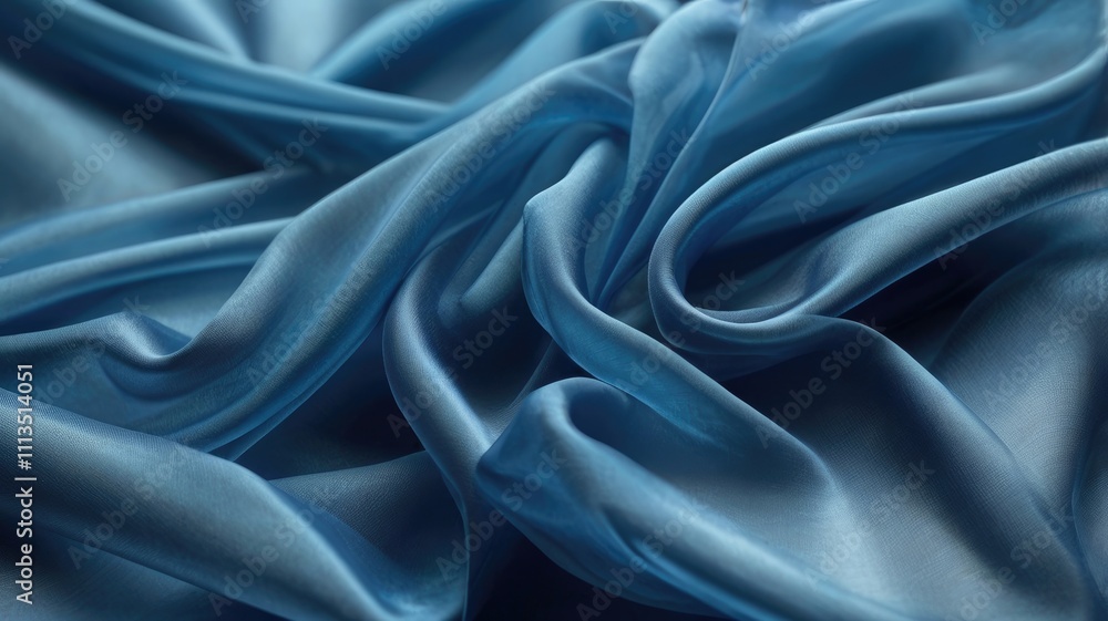 Fototapeta premium Blue color Abstract background of a semitransparent silk fabric