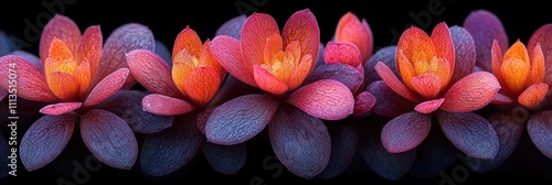 Red flowers texture background closeup, blooming decorative Malephora crocea, coppery mesemb photo