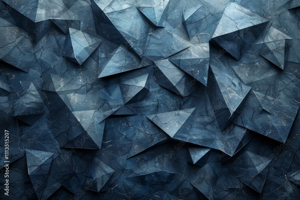 Dark blue, cracked, triangular shapes create a textured, geometric background. AI generative. . Dark blue, cracked, triangular shapes create a textured, geometric background. AI generative. .