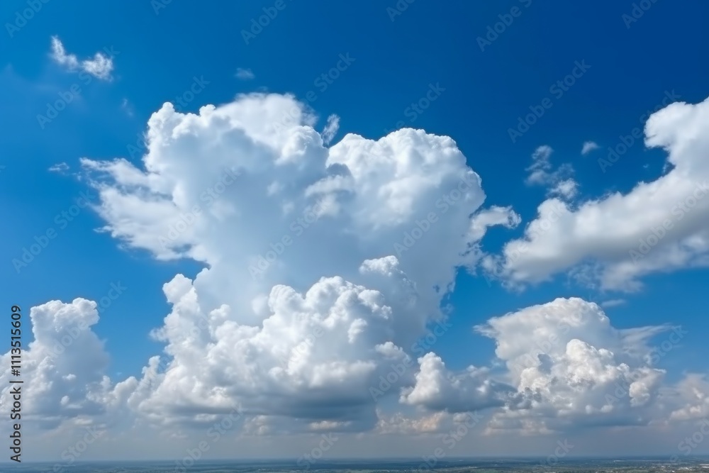 White, fluffy clouds against a bright blue sky. AI generative. . White, fluffy clouds against a bright blue sky. AI generative. .