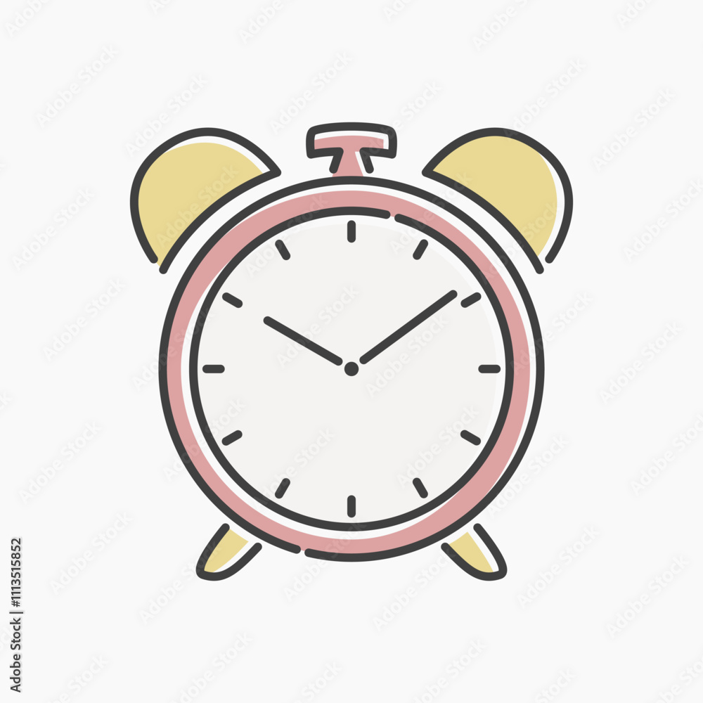alarm clock cartoon flat line art. Illustration of alarm clock, perfect for needs related to reminder, deadline, time, and more. alarm clock cartoon flat line art. Illustration of alarm clock, perfect for needs related to reminder, deadline, time, and more.