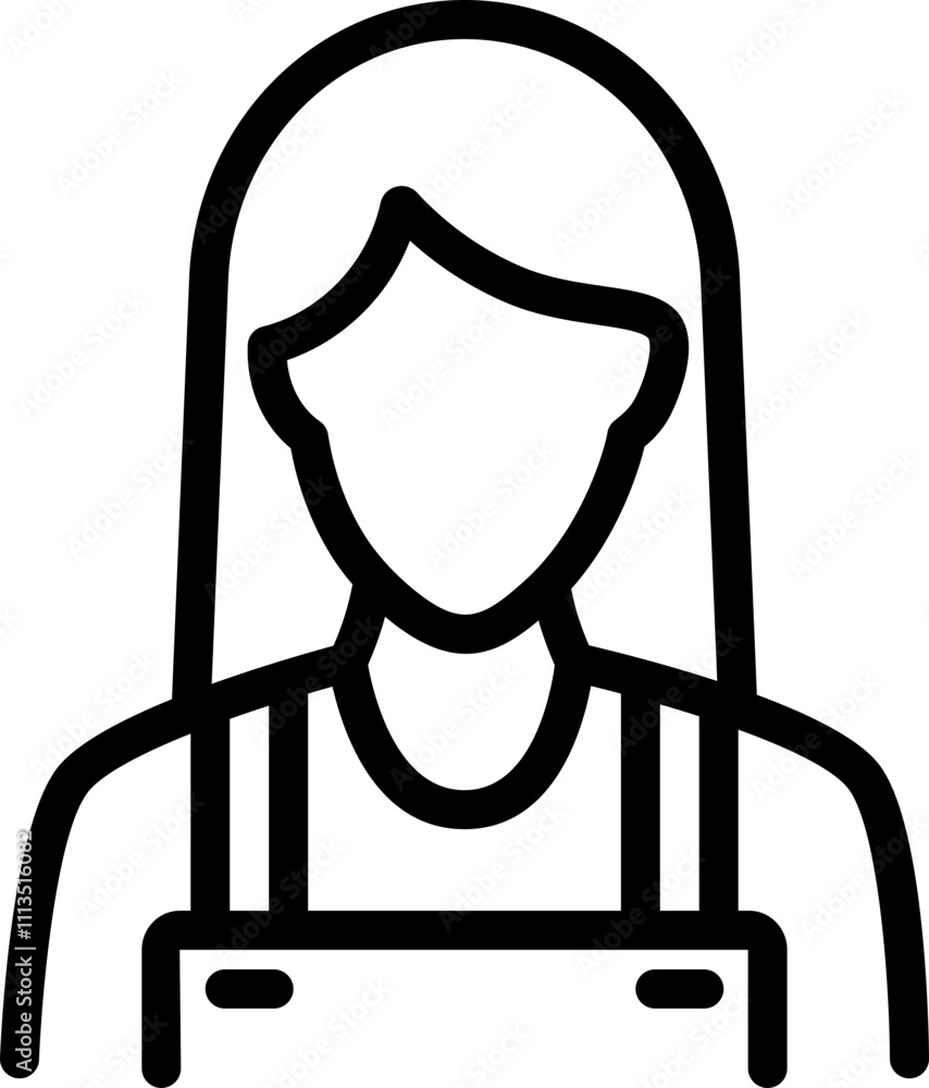 Female Farmer Line Icon