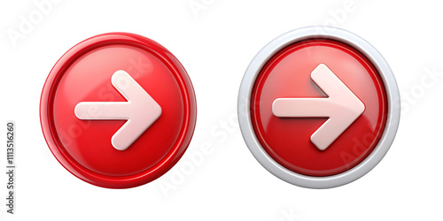 red white left right arrow button isolated on transparent background