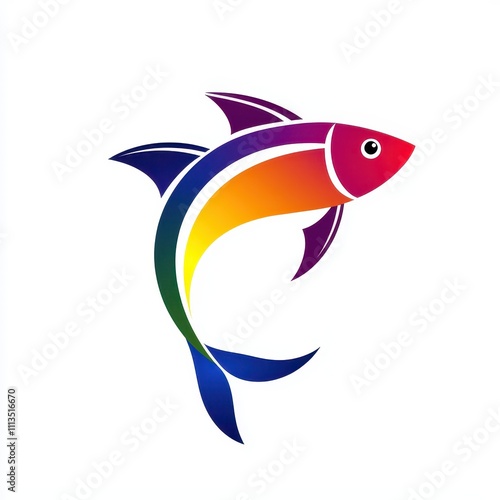 Vibrant Colorful Fish Icon Representing Freshness and Aquatic Life with Dynamic Curves and Eye-Catching Design for Creative Projects and Branding photo