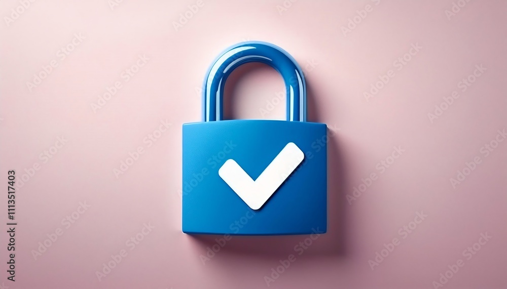 A blue padlock with a white checkmark on a soft pink background, symbolizing security and approval. A blue padlock with a white checkmark on a soft pink background, symbolizing security and approval.