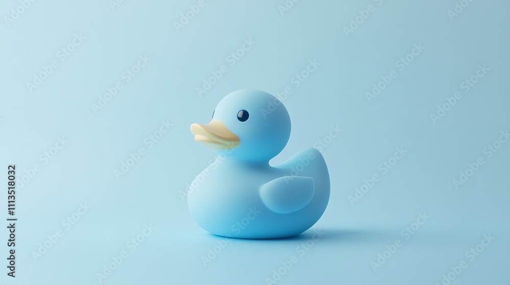 Blue rubber duck on a pastel blue background, minimalistic design concept Blue rubber duck on a pastel blue background, minimalistic design concept