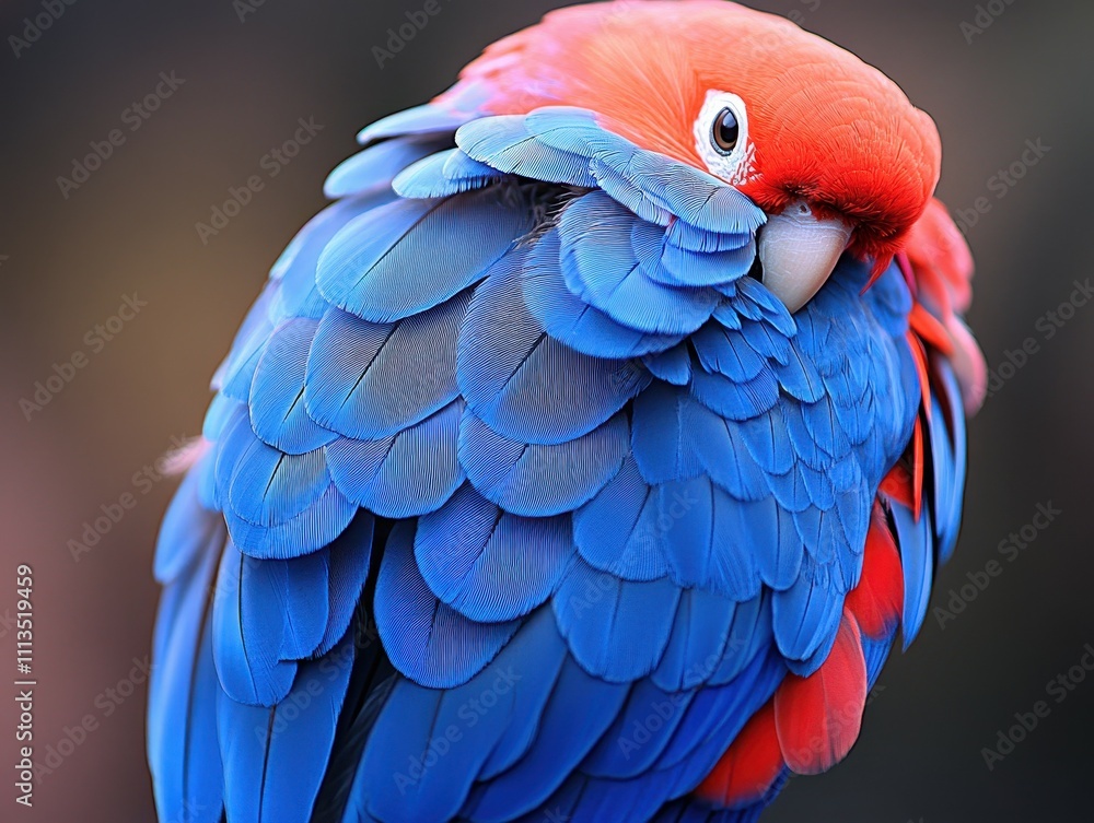 Fototapeta premium Vibrant parrot feathers in multicolor patterns with close texture detail