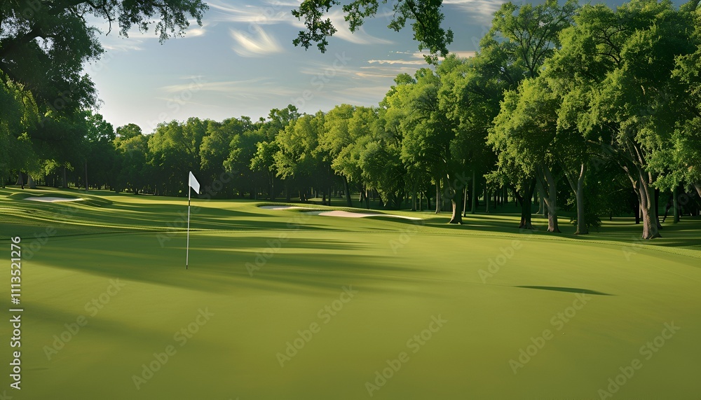 custom made wallpaper toronto digitalPristine Golf Course with Flag in Hole on Sunny Day