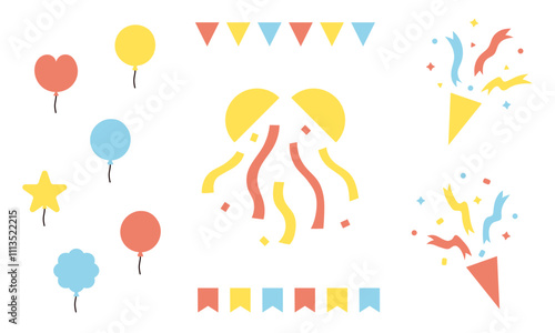 シンプルなお祝いイラストセット