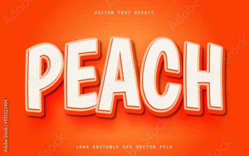 peach 3d text effect vector editable text