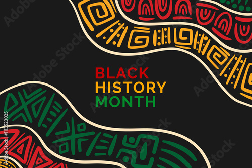 Black history month abstract backgrounds with hand drawn patterns