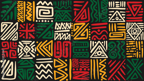 Hand drawn abstract african pattern  ethnic background  african style  textile  banner  wallpaper  wrapping
