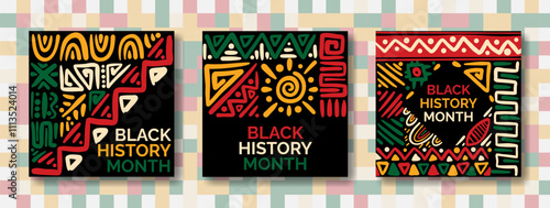 Set of Social media post template for Black History month.