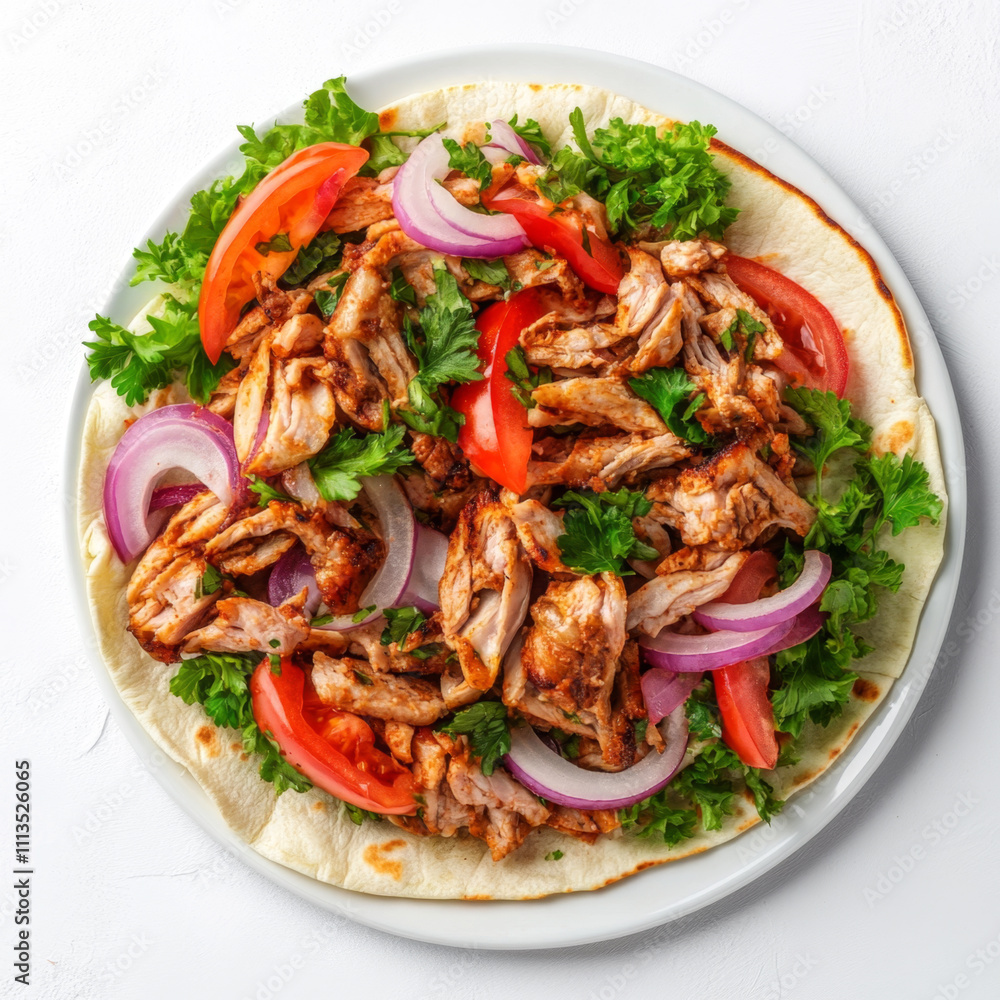 Shawarma with Fresh Vegetables on a Plate Shawarma with Fresh Vegetables on a Plate
