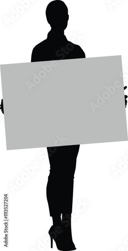 Women holding sign silhouette illustration