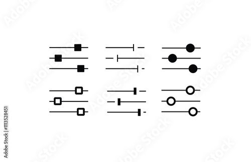 Sound volume level icon. Sound controller symbol. Adjustment settings slider icon.
