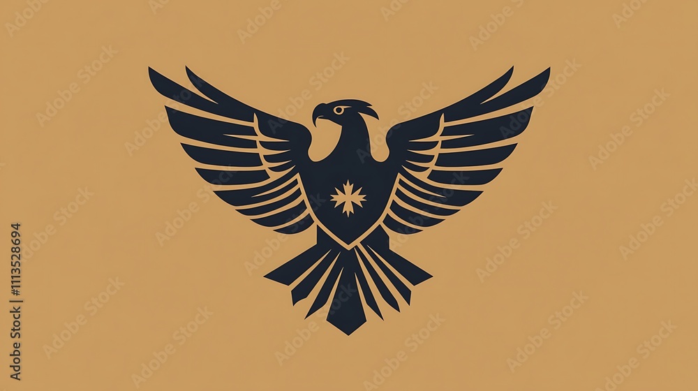 Obraz premium Majestic Eagle with Spread Wings and Central Star