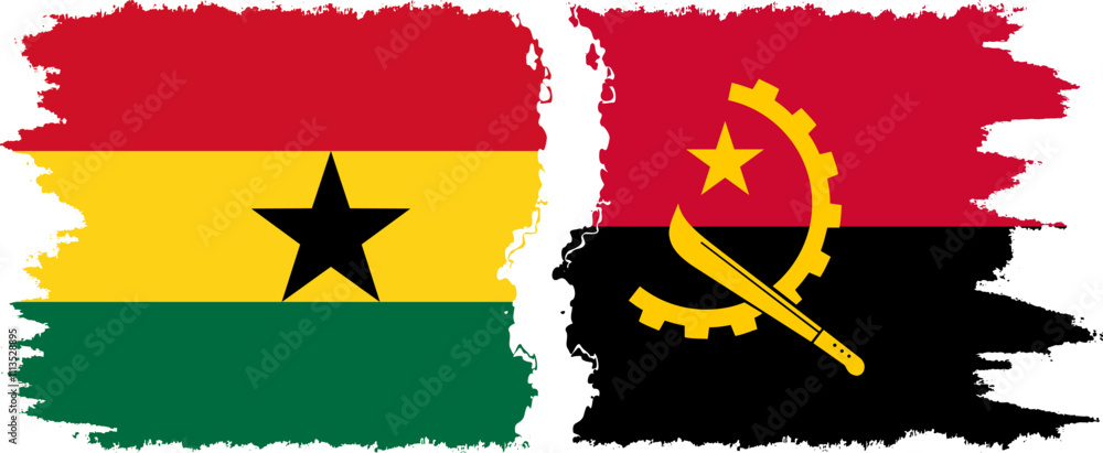 Angola and Ghana grunge flags connection, vector Angola and Ghana grunge flags connection, vector