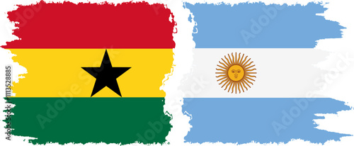 Argentina and Ghana grunge flags connection, vector