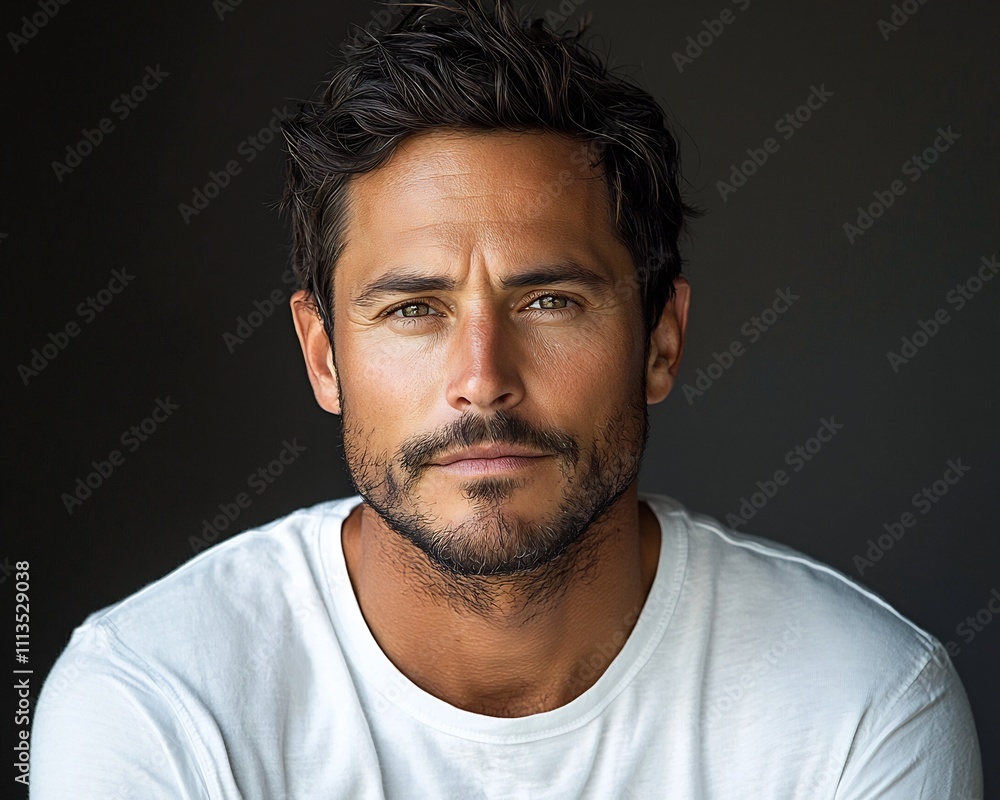 Handsome Confident Professional Man in White Shirt Against Minimalist Background Handsome Confident Professional Man in White Shirt Against Minimalist Background