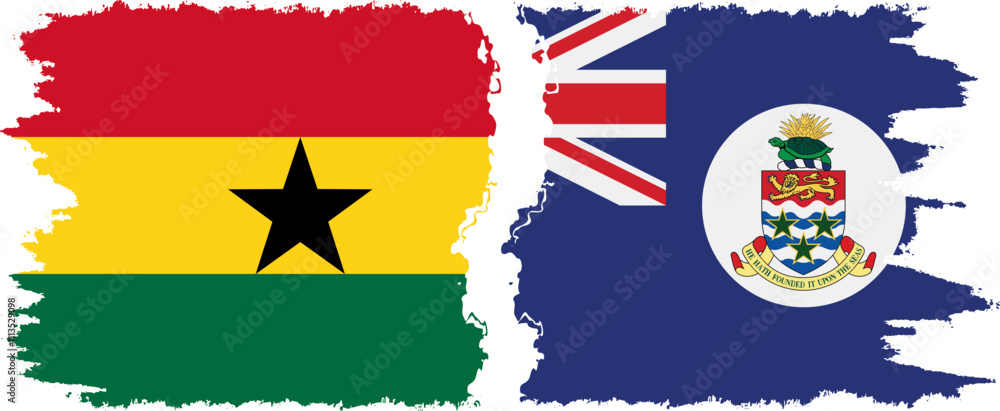 Cayman Islands and Ghana grunge flags connection, vector Cayman Islands and Ghana grunge flags connection, vector