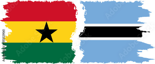 Botswana and Ghana grunge flags connection, vector