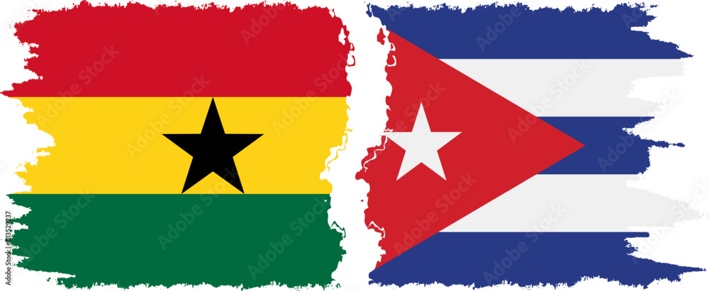 Cuba and Ghana grunge flags connection, vector Cuba and Ghana grunge flags connection, vector