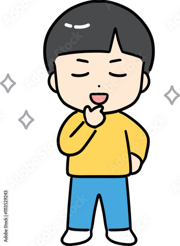自信がありそうな笑顔の男の子(全身・正面)