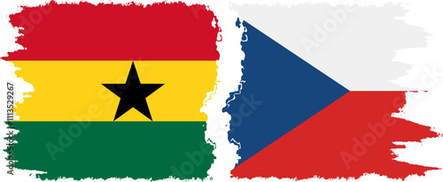 Czech and Ghana grunge flags connection, vector