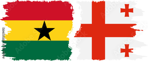Georgia and Ghana grunge flags connection, vector