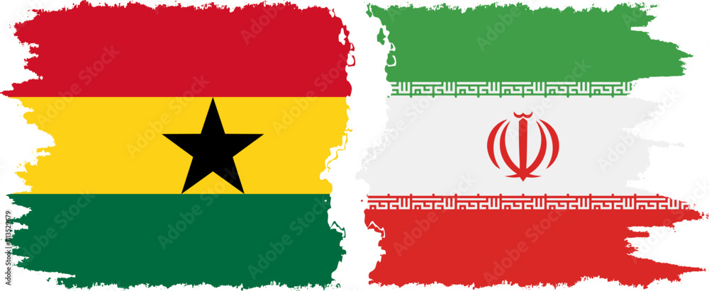 Iran and Ghana grunge flags connection, vector Iran and Ghana grunge flags connection, vector