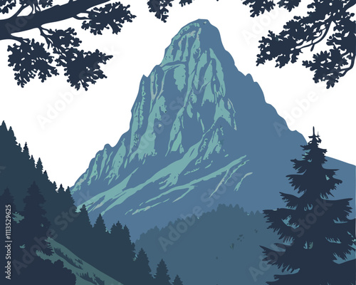 Beautiful mountain peaks vector file