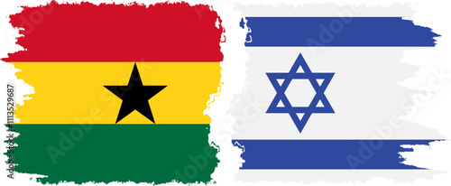 Israel and Ghana grunge flags connection, vector