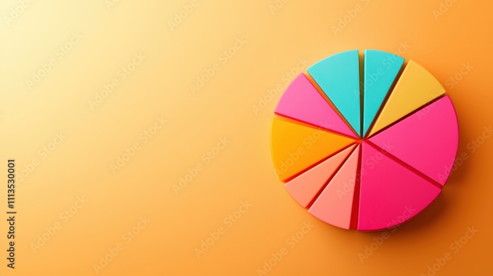 A colorful pie chart is displayed on a yellow background A colorful pie chart is displayed on a yellow background