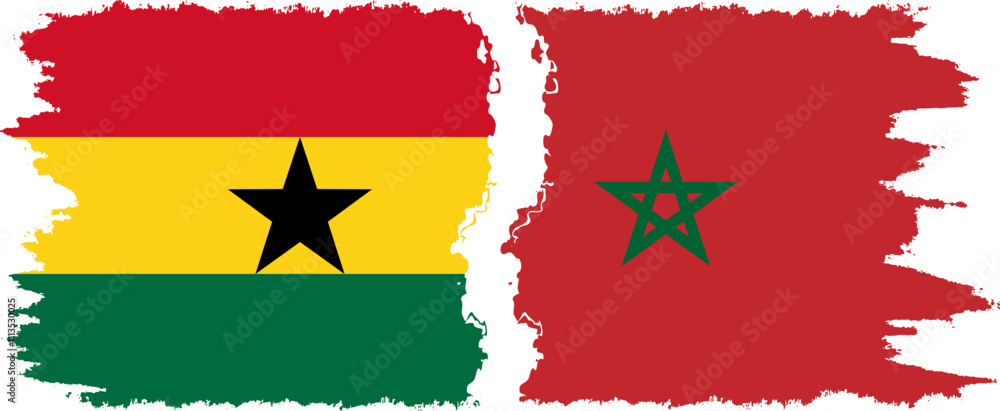 Morocco and Ghana grunge flags connection, vector Morocco and Ghana grunge flags connection, vector