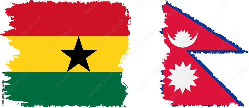 Nepal and Ghana grunge flags connection, vector Nepal and Ghana grunge flags connection, vector
