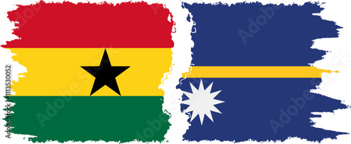 Nauru and Ghana grunge flags connection, vector