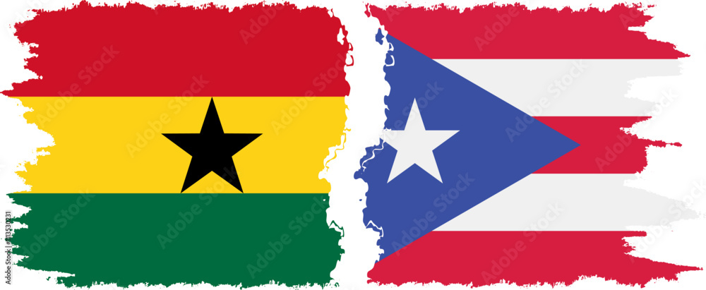Puerto Rico and Ghana grunge flags connection, vector Puerto Rico and Ghana grunge flags connection, vector
