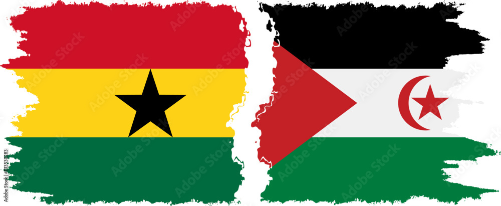 Western Sahara and Ghana grunge flags connection, vector Western Sahara and Ghana grunge flags connection, vector